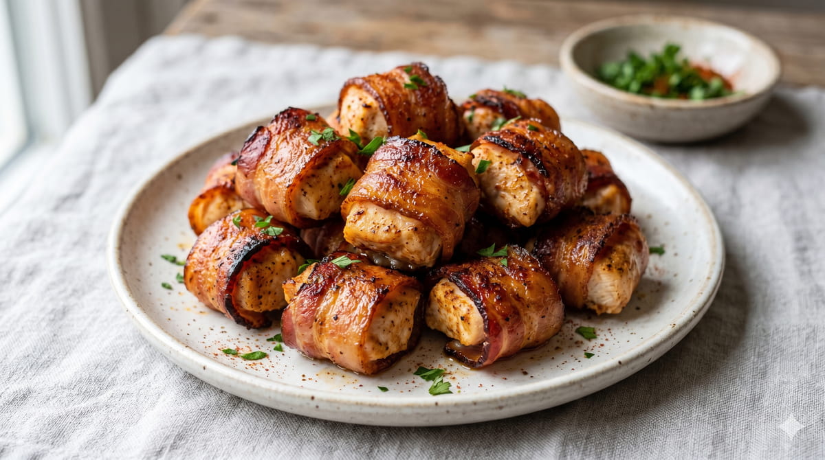 Air Fryer Bacon-Wrapped Chicken Bites