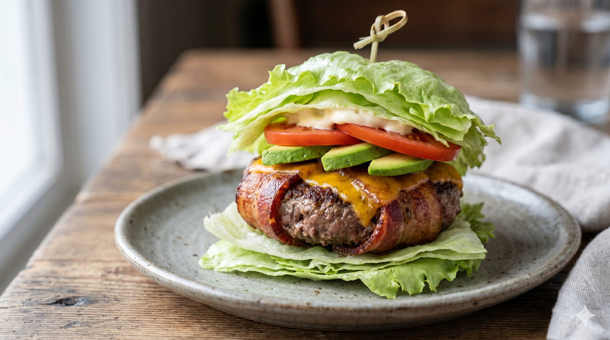 Bacon-Wrapped Burger Stack (No Bun)