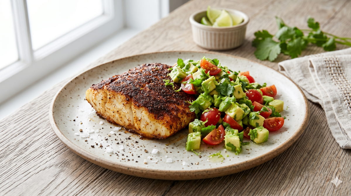 Blackened Cod with Avocado Salsa