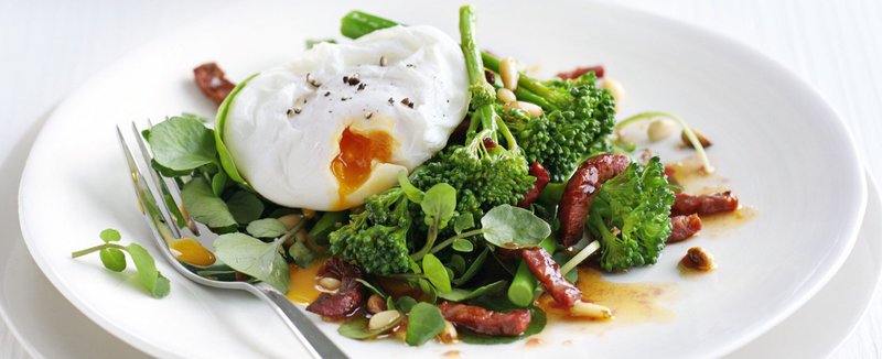 Broccoli & Chorizo with Poached Eggs