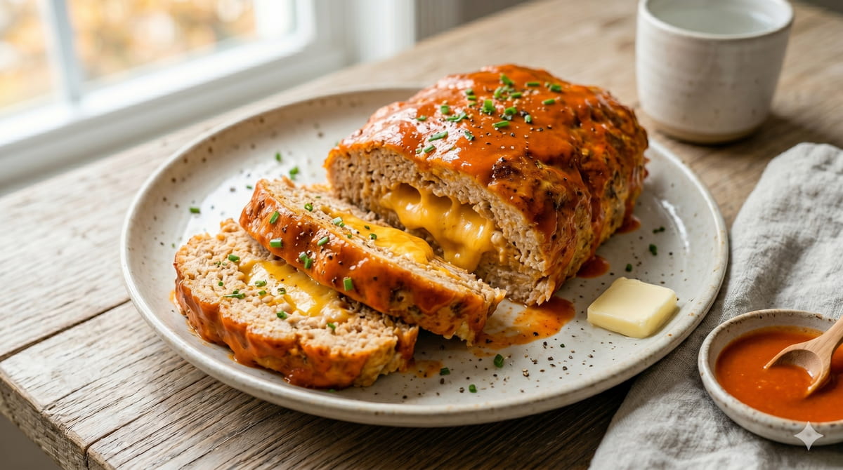 Cheddar-Stuffed Buffalo Chicken Meatloaf