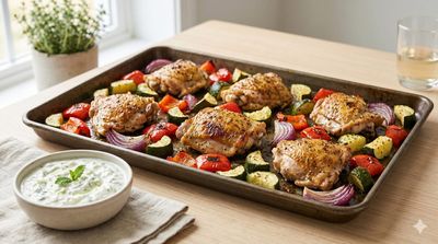 Chicken Sheet Pan with Tzatziki