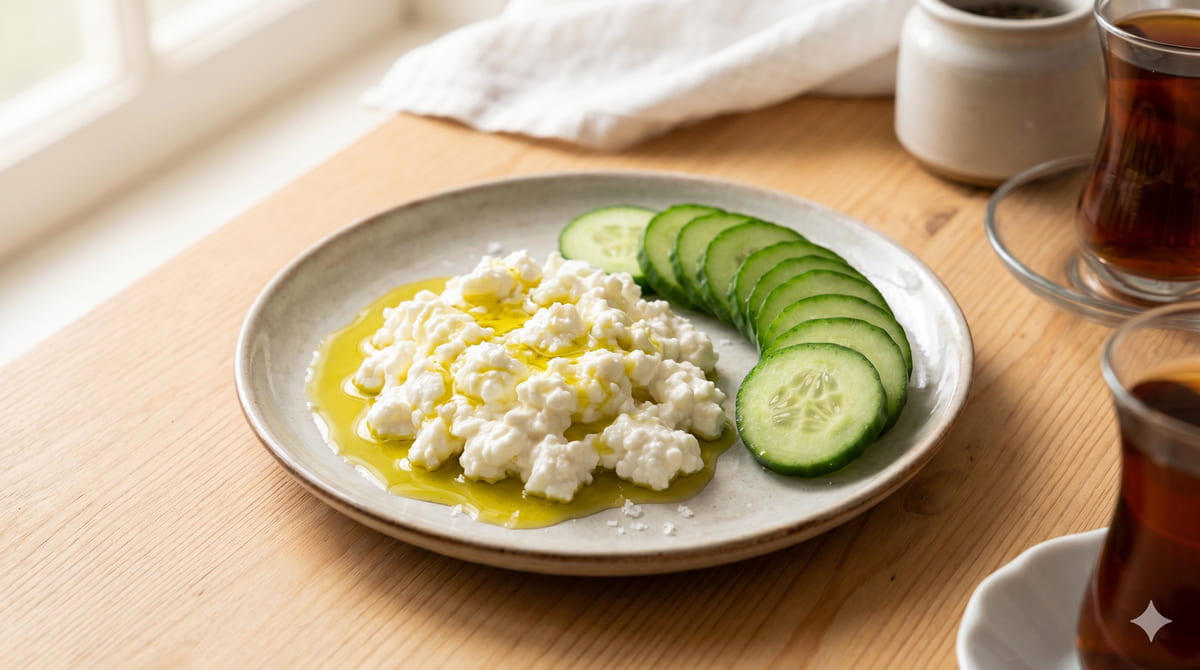 Cottage Cheese with Olive Oil & Cucumber