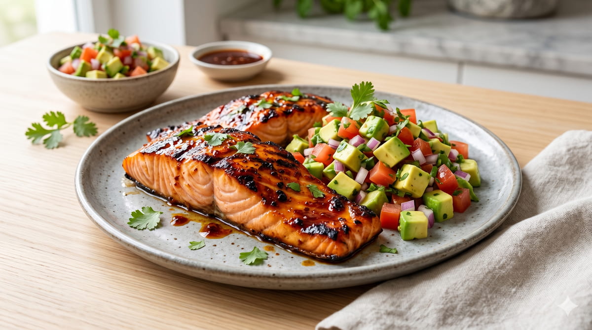 Firecracker Salmon with Avocado Salsa