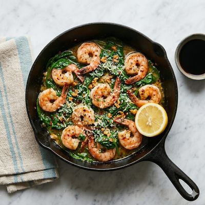 Warm Garlic Shrimp & Spinach