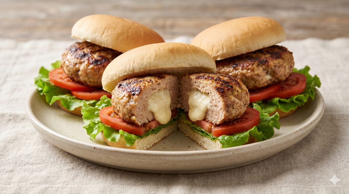 Goat Cheese Stuffed Turkey Burgers