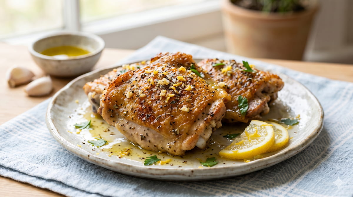Greek Lemon Herb Chicken Thighs