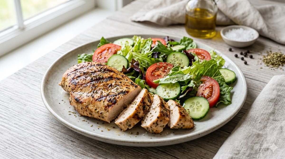 Grilled Chicken Breast with Garden Salad