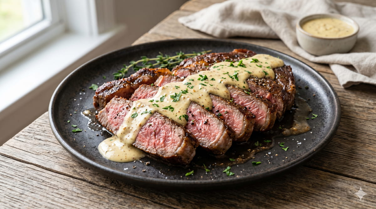 Mustard Sauce Beef Ribeye