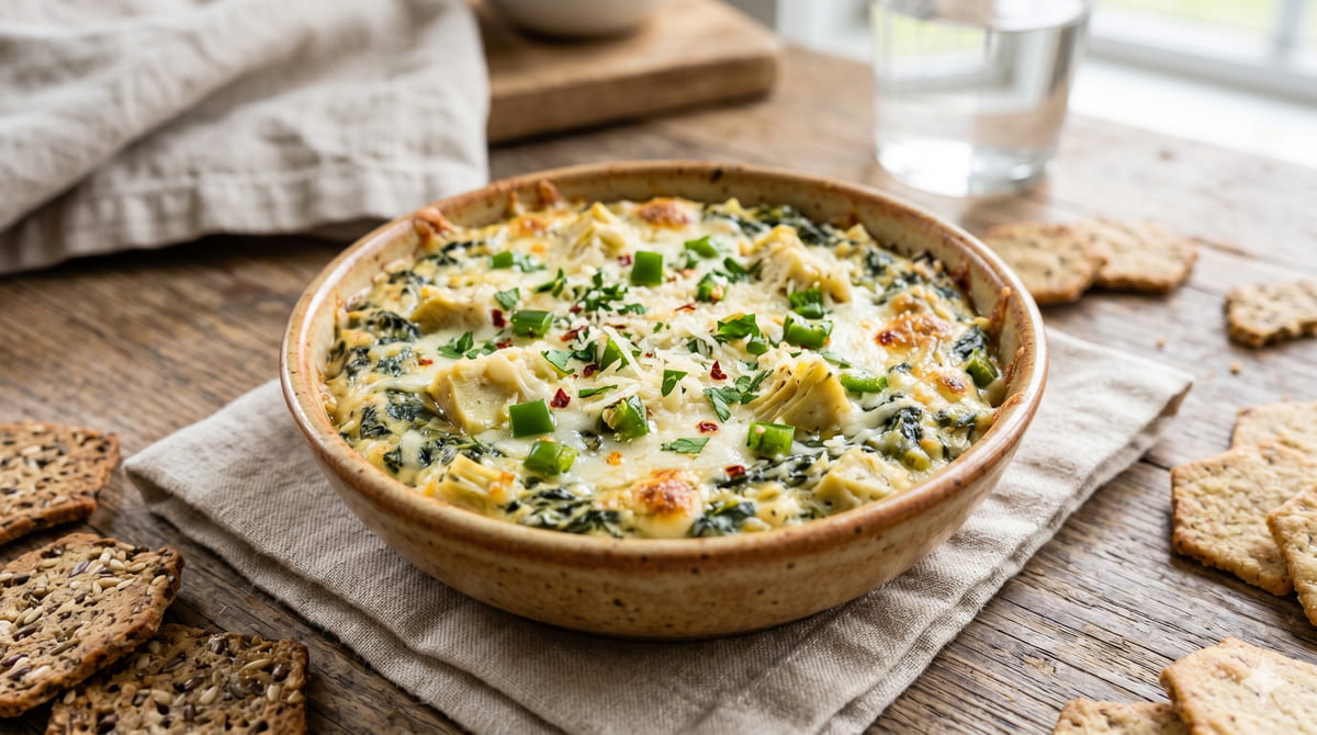 Creamy Jalapeño Spinach Artichoke Dip