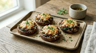 Beef & Spinach Stuffed Portobello Mushrooms