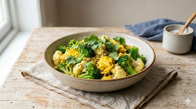 Cauliflower & Broccoli Stir-Fry with Turmeric Eggs