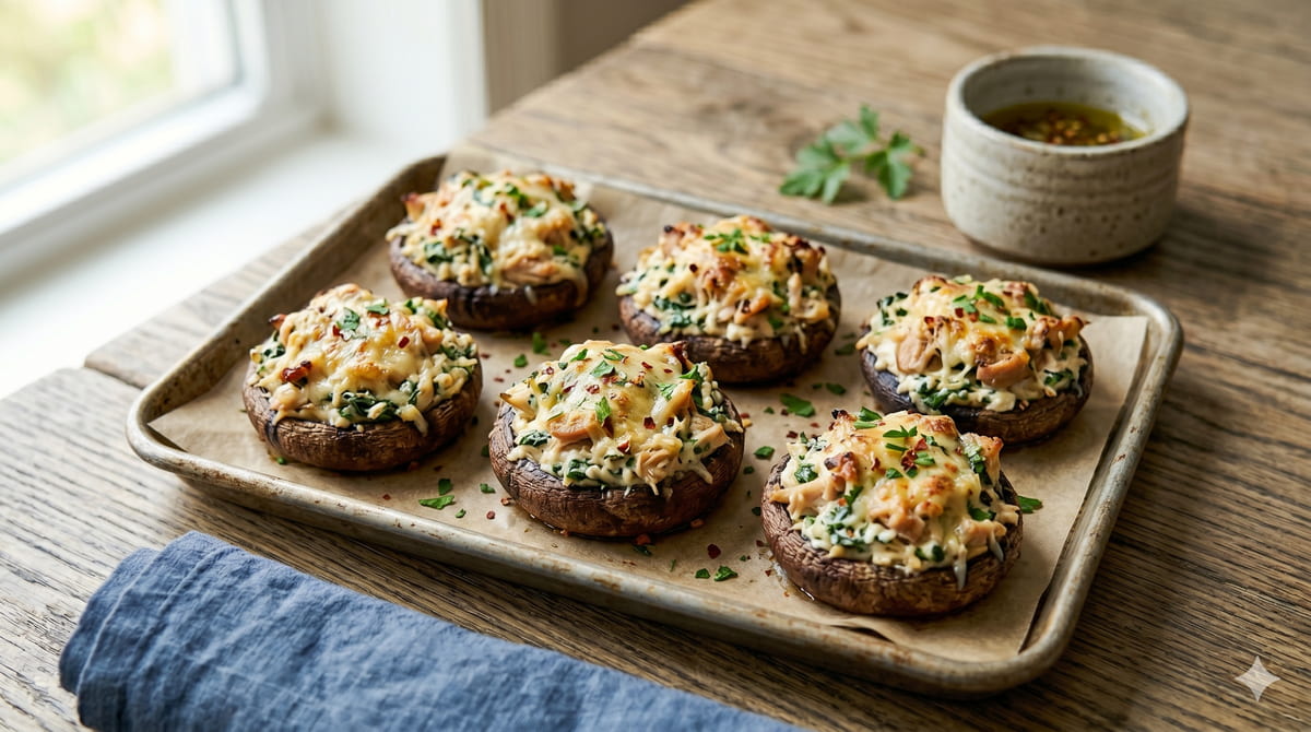 Chicken & Spinach Stuffed Mushrooms