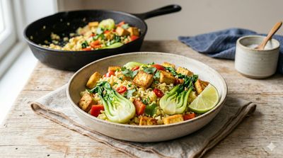 Coconut Cauliflower Rice with Tofu & Vegetables