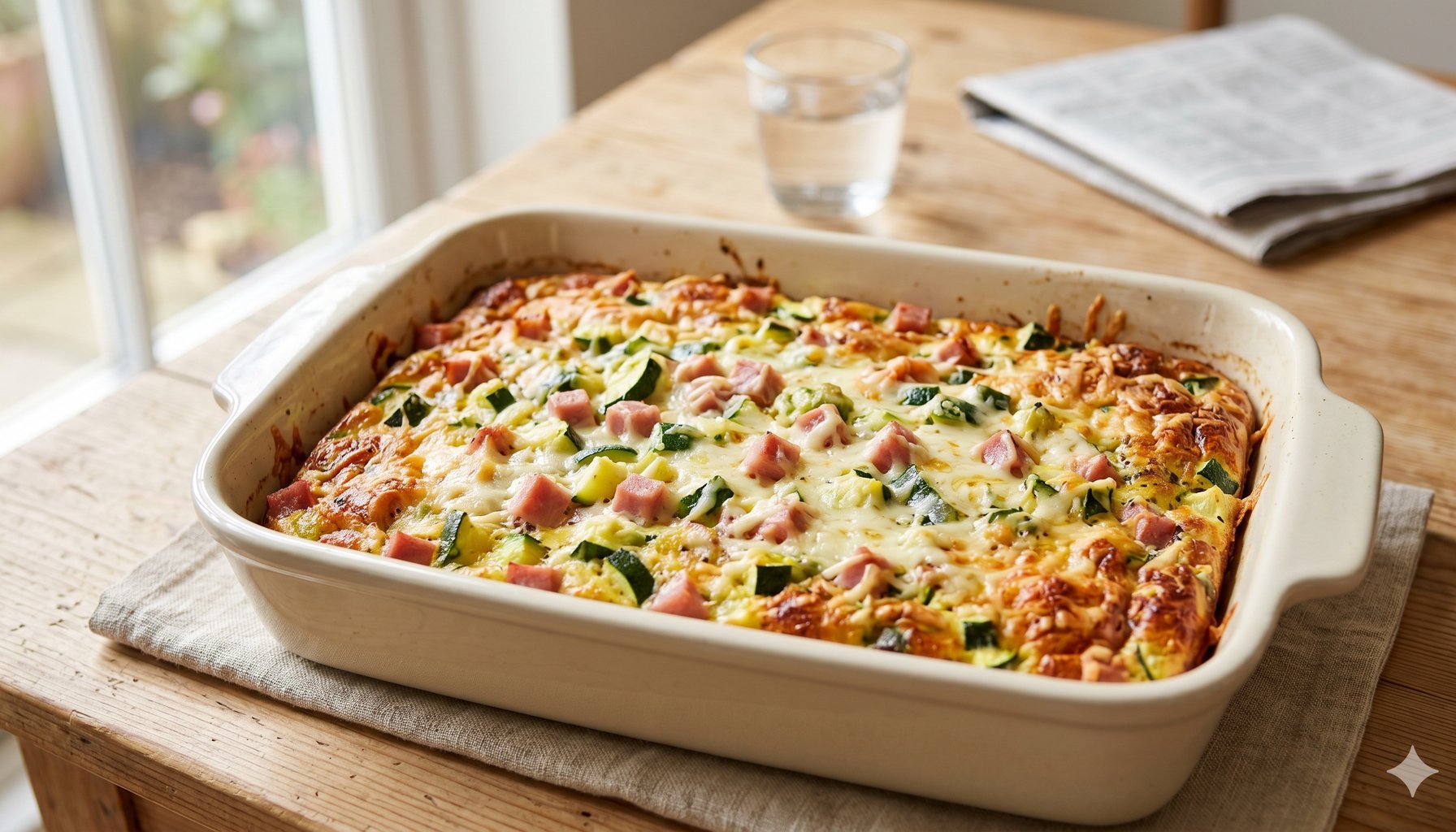 Keto Egg Casserole with Zucchini and Ham
