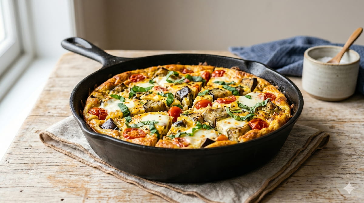 Eggplant & Tomato Frittata with Basil