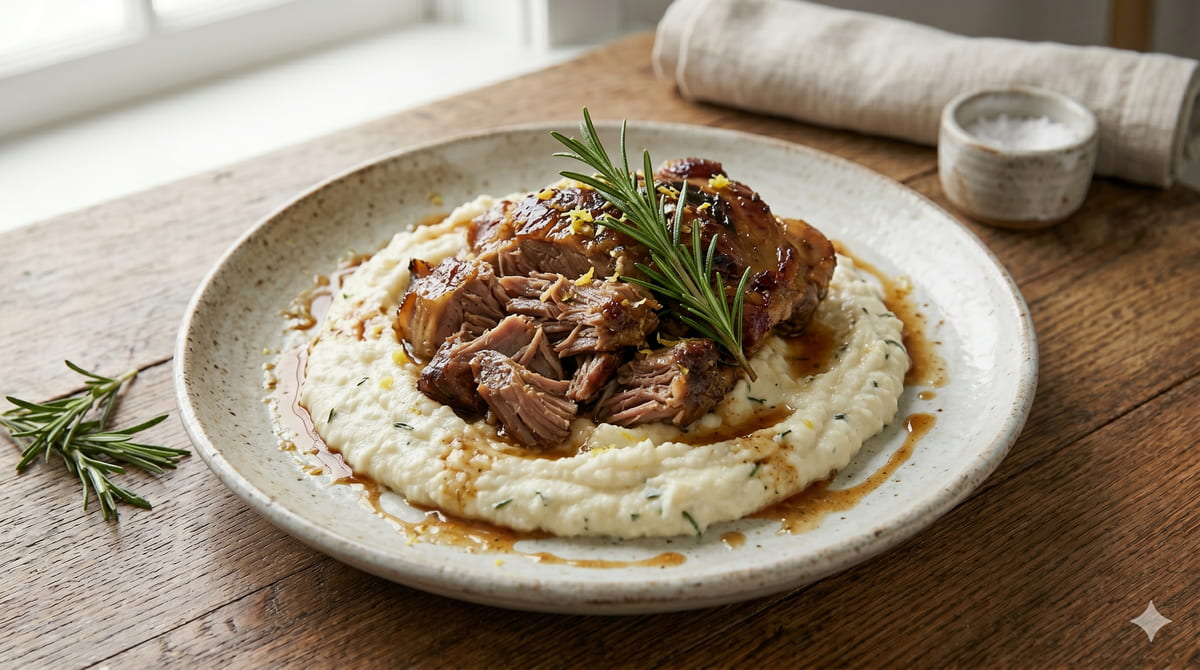 Keto Lamb Shoulder Roast with Rosemary Cauli Mash