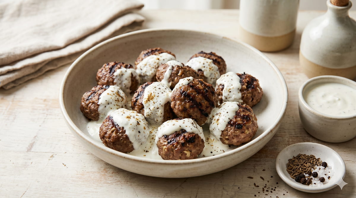 Keto Meatballs with Yogurt Sauce