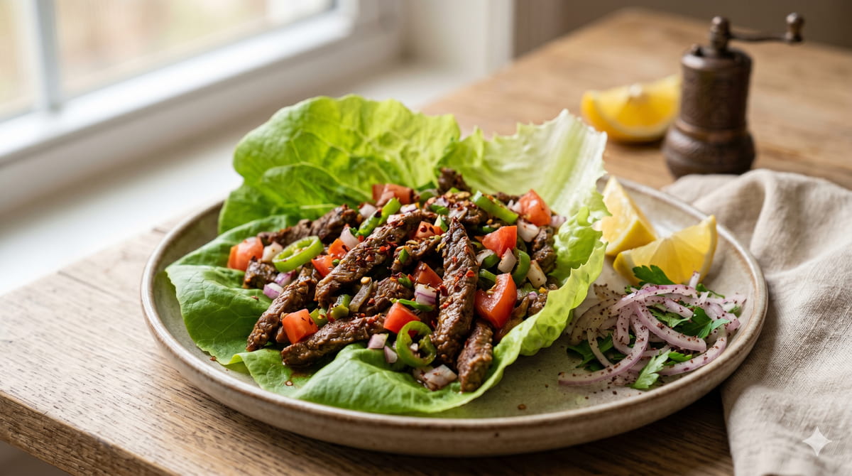Keto Tantuni (Mersin-Style Beef Wrap)