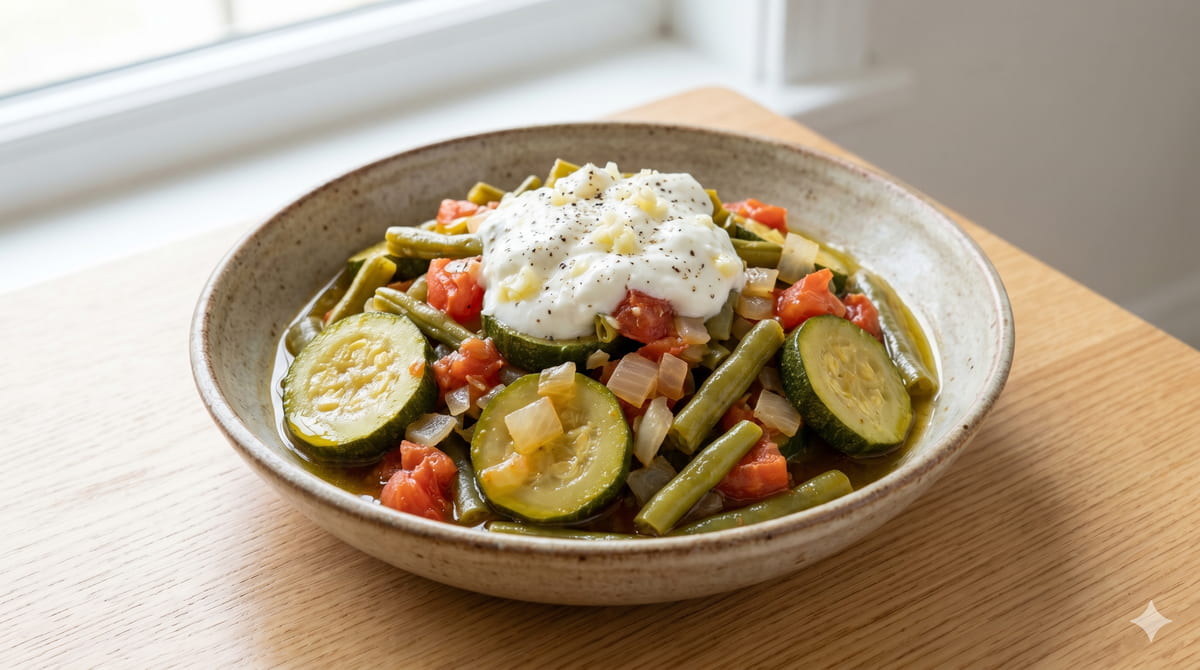Mixed Vegetables in Olive Oil with Yogurt
