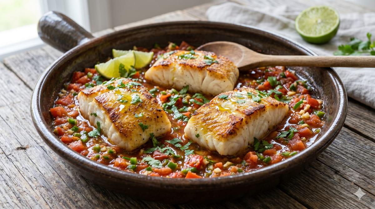 Pan-Seared Cod in Salsa