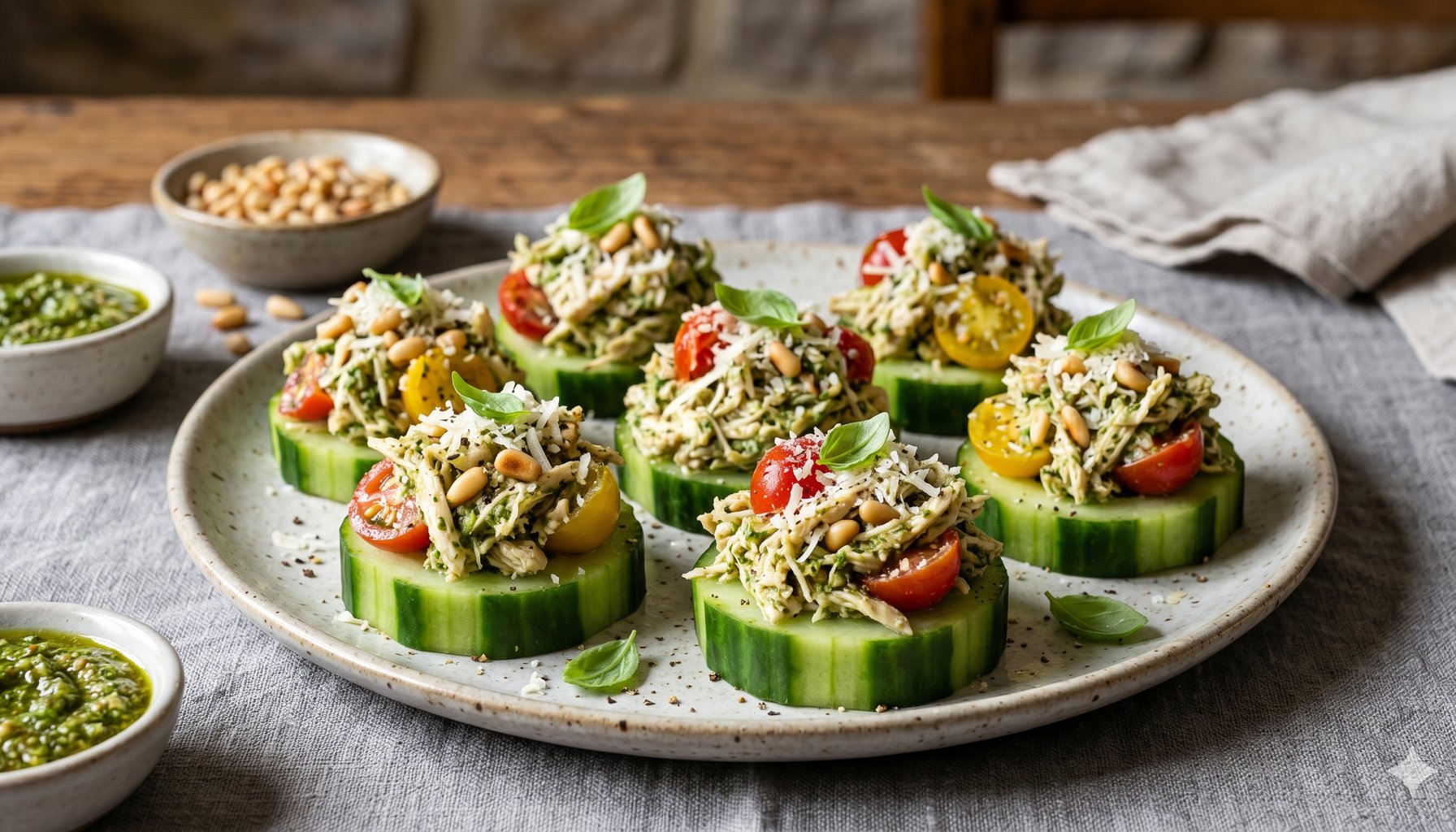 Pesto Chicken Salad Scoops