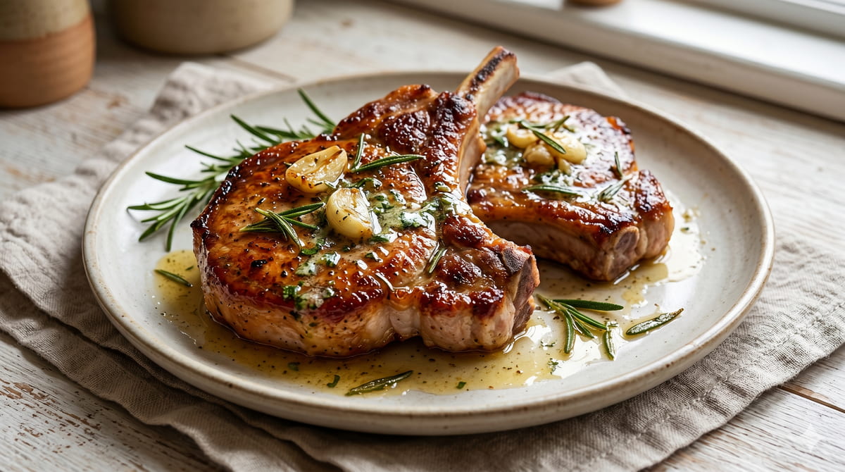 Pan-Seared Pork Chops with Herb Butter