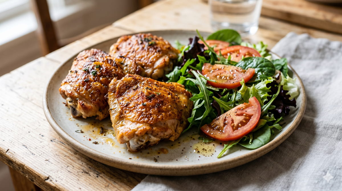 Roasted Chicken Thighs with Side Salad