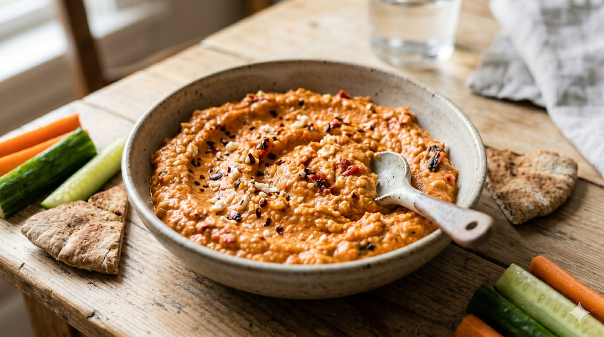 Spicy Roasted Red Pepper Feta Dip