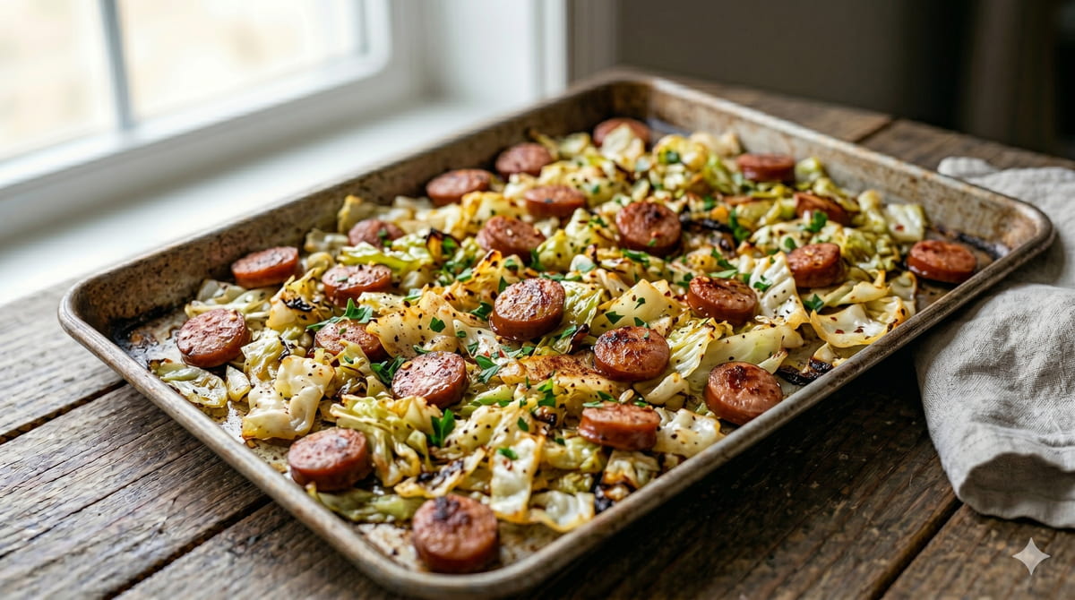 Smoked Sausage & Cabbage Sheet Pan