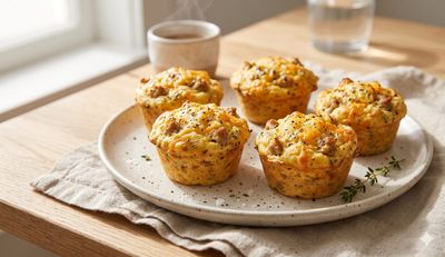 Savory Chicken Sausage, Egg and Cheese Muffins