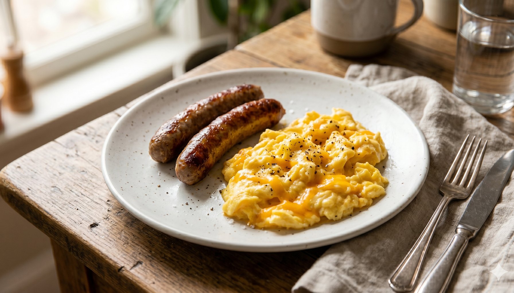 Sausage, Eggs & Cheddar Plate