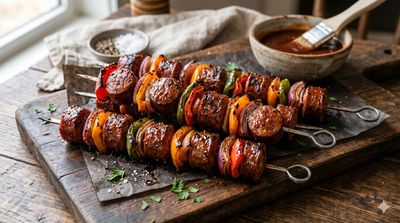 Smoked Beef Sausage Skewers