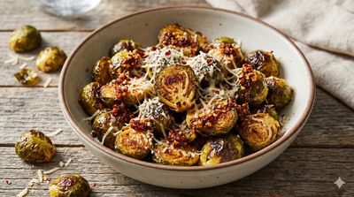 Spicy Roasted Brussels Sprouts with Parmesan