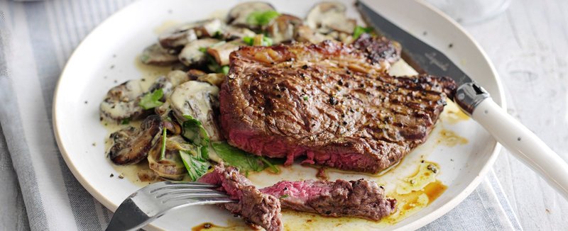 Steak with Garlic Mushroom Cream