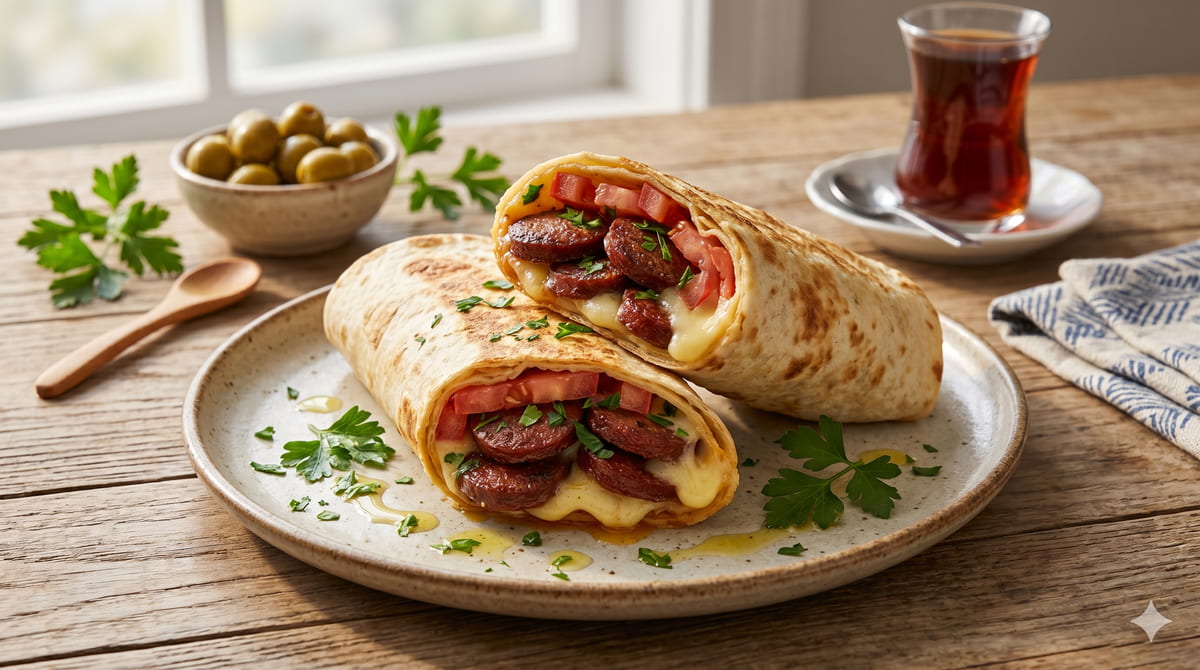 Turkish Sausage & Cheese Wrap