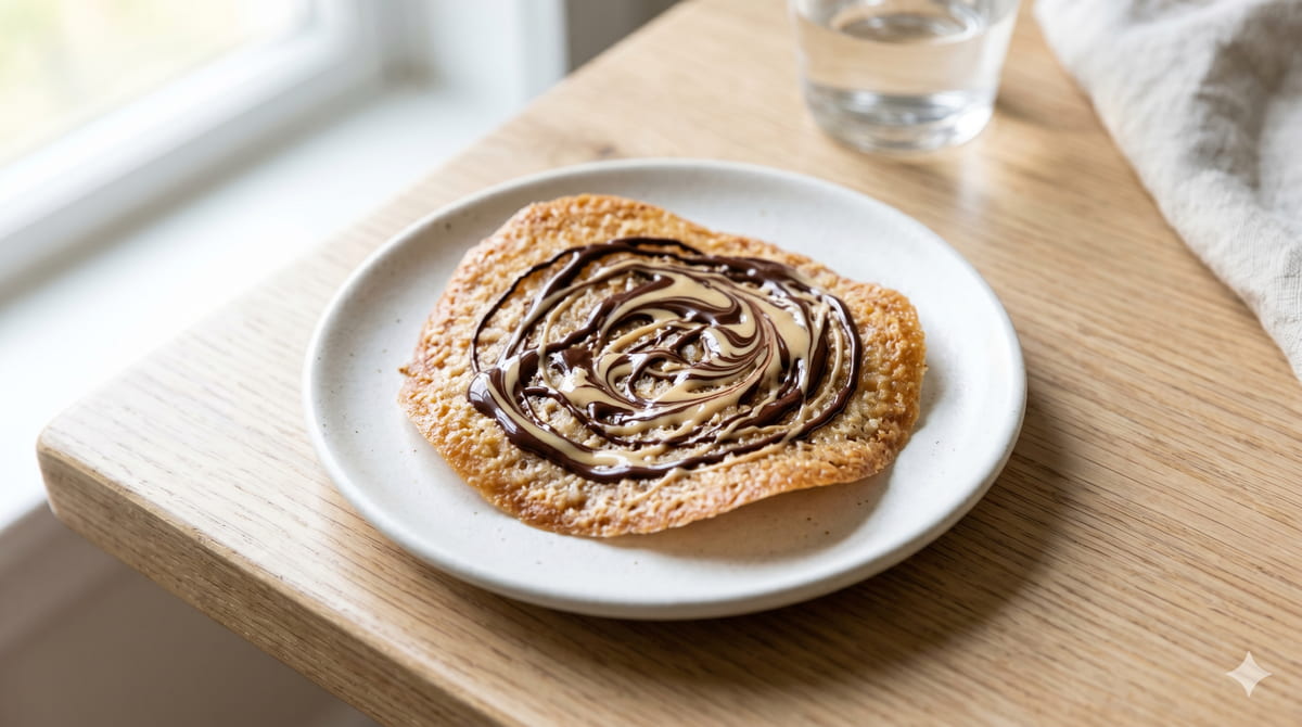 Almond Tuile with Chocolate Drizzle