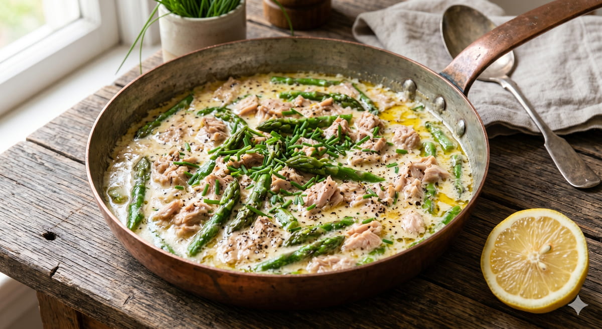 Creamy Tuna & Asparagus Skillet