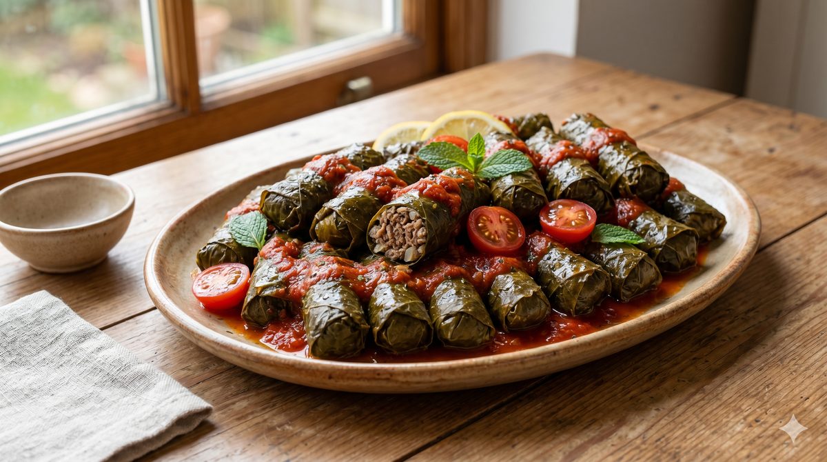Stuffed Grape Leaves with Beef