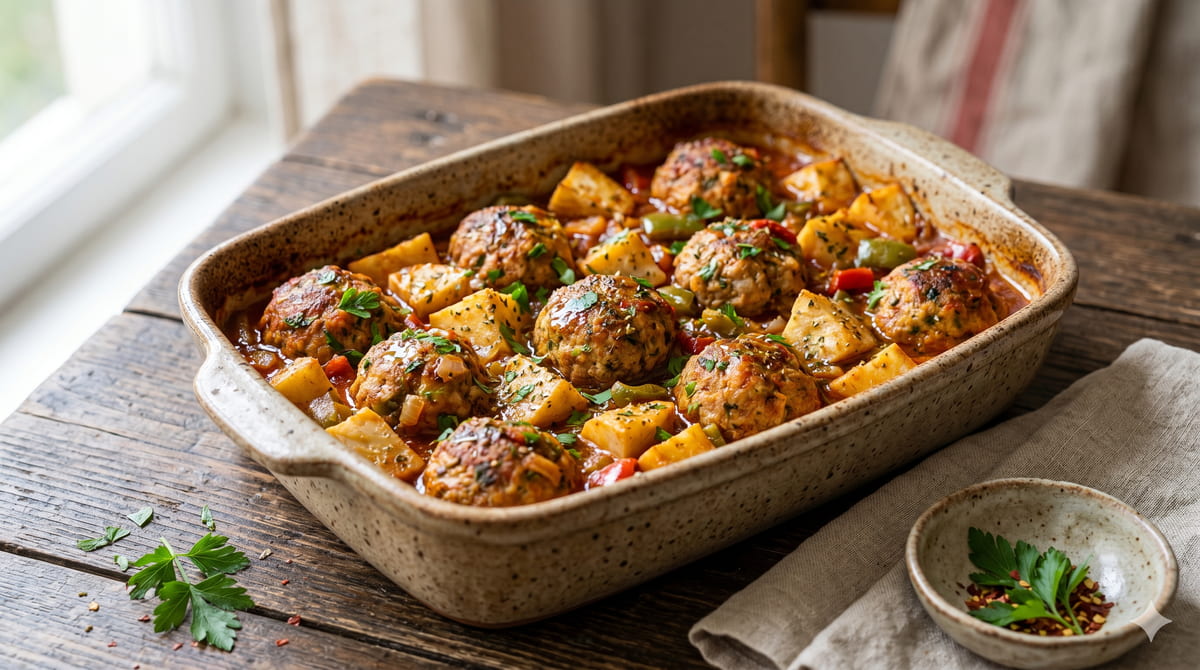 Baked Meatballs with Celeriac