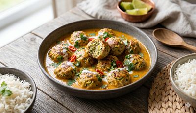 Zucchini Chicken Meatballs with Coconut Curry Sauce